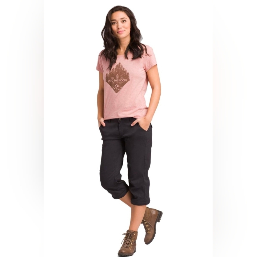 Prana Black Convertible Travel Hiking Pants Capri Zip Snap Roll Tab Outdoor